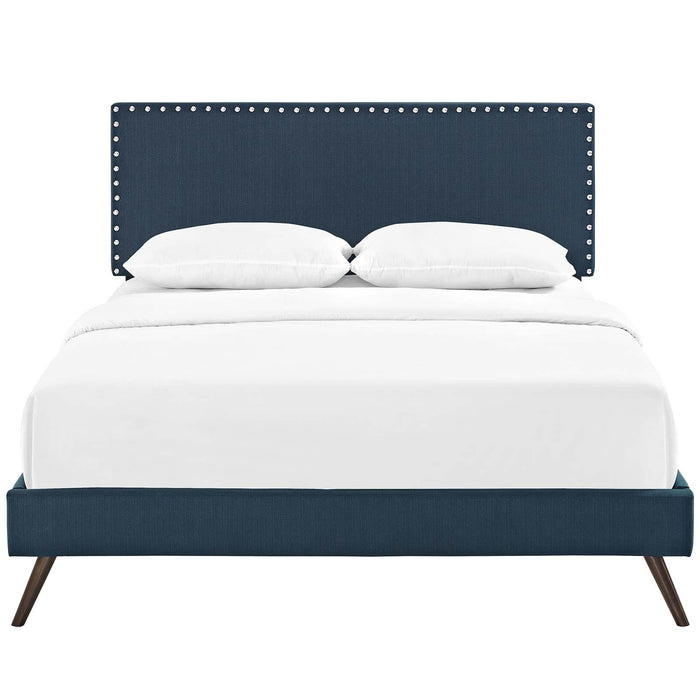 Macie Queen Fabric Platform Bed with Round Splayed Legs