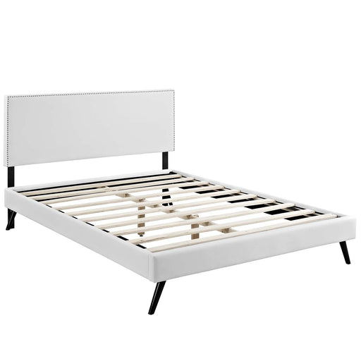 macie-king-vinyl-platform-bed-with-round-splayed-legs