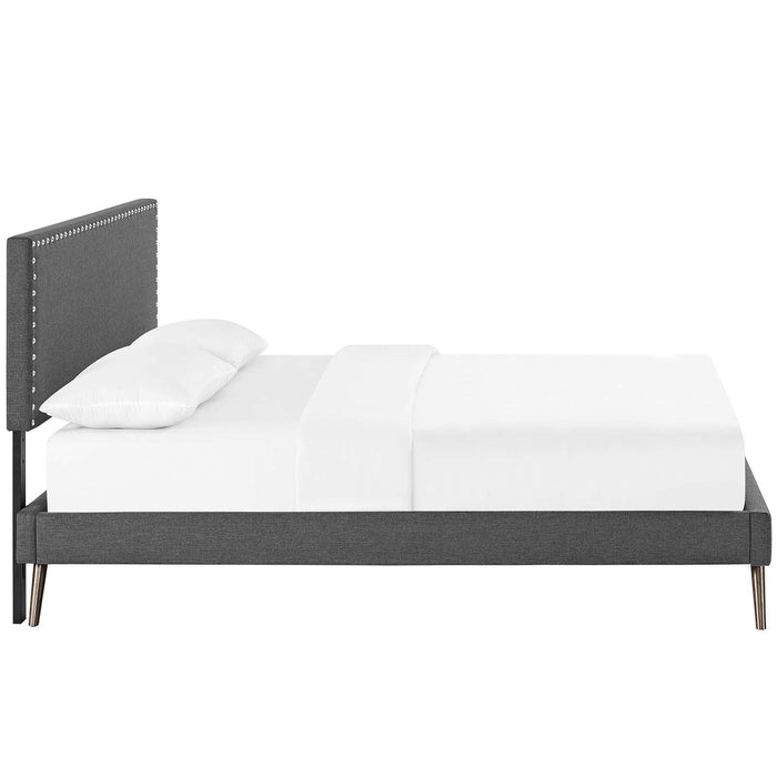 Macie Queen Fabric Platform Bed with Round Splayed Legs