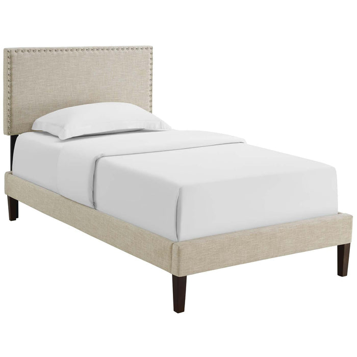 Macie Twin Fabric Platform Bed with Squared Tapered Legs