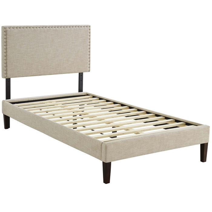 Macie Twin Fabric Platform Bed with Squared Tapered Legs