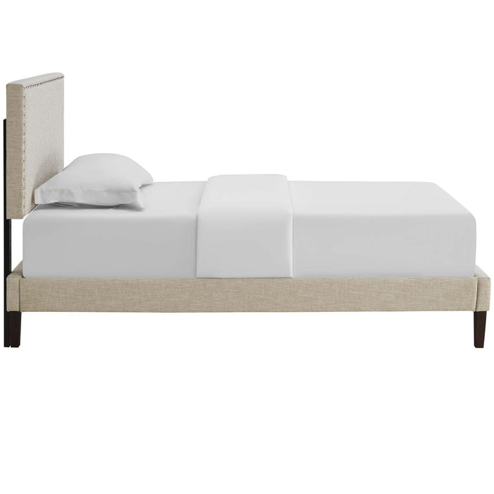 Macie Twin Fabric Platform Bed with Squared Tapered Legs