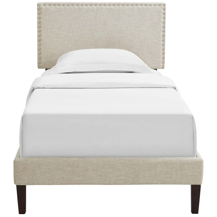 Macie Twin Fabric Platform Bed with Squared Tapered Legs