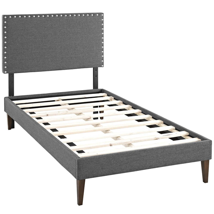 Macie Twin Fabric Platform Bed with Squared Tapered Legs