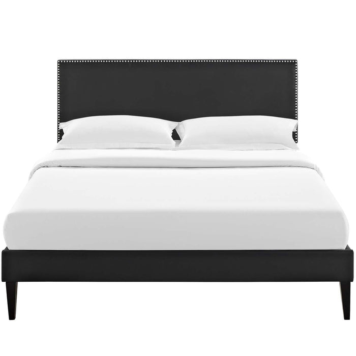 Macie Queen Vinyl Platform Bed with Squared Tapered Legs