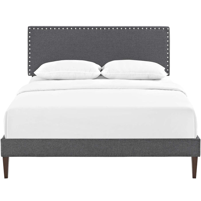 Macie Queen Fabric Platform Bed with Squared Tapered Legs