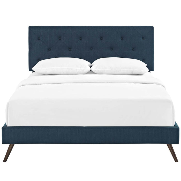 Tarah King Fabric Platform Bed with Round Splayed Legs