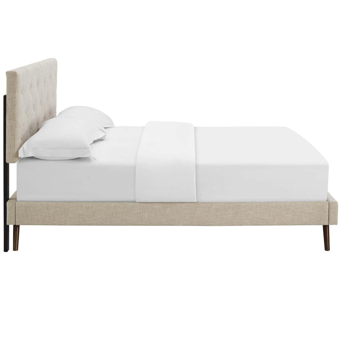 Tarah King Fabric Platform Bed with Round Splayed Legs