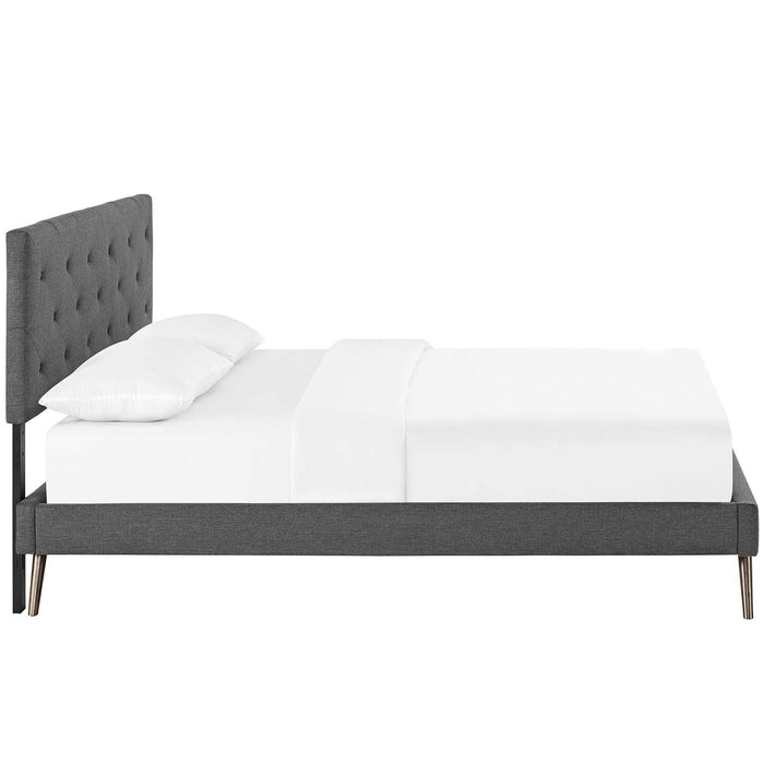 Tarah King Fabric Platform Bed with Round Splayed Legs