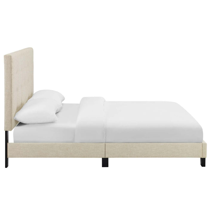 Melanie Full Tufted Button Upholstered Fabric Platform Bed