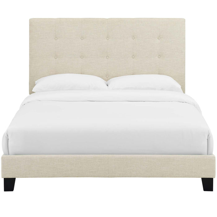 Melanie Queen Tufted Button Upholstered Fabric Platform Bed