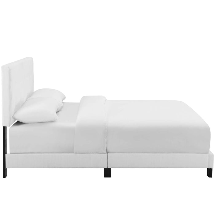 Melanie King Tufted Button Upholstered Fabric Platform Bed