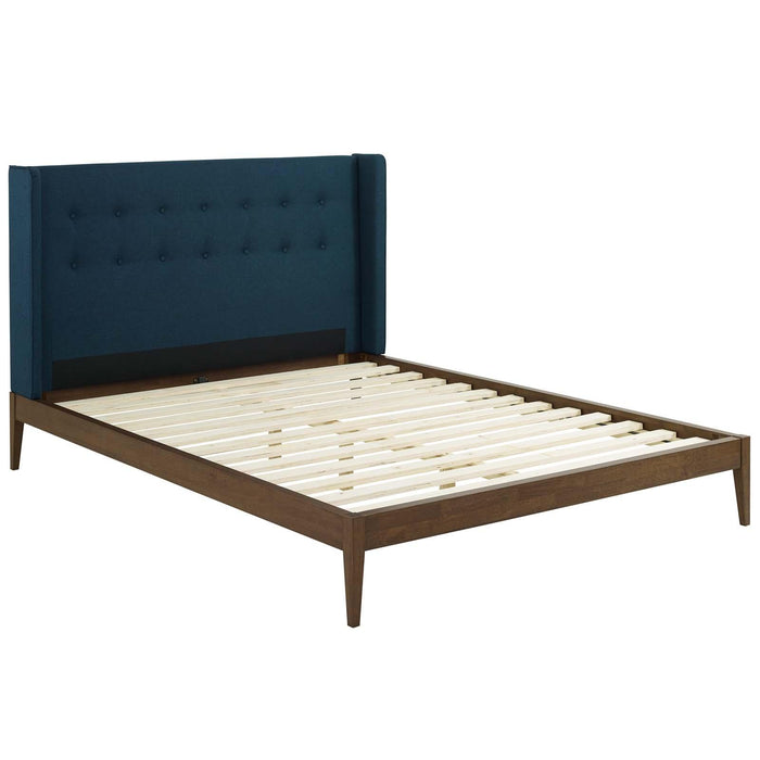 Hadley Queen Wingback Upholstered Polyester Fabric Platform Bed