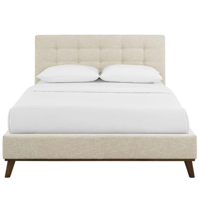 McKenzie Queen Biscuit Tufted Upholstered Fabric Platform Bed