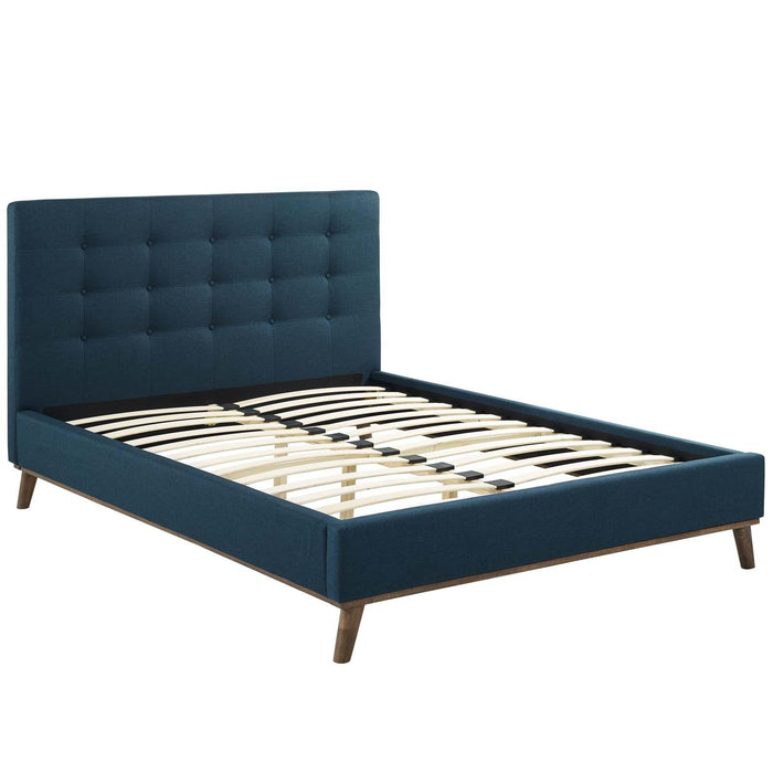 McKenzie Queen Biscuit Tufted Upholstered Fabric Platform Bed