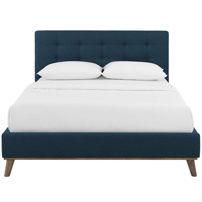 McKenzie Queen Biscuit Tufted Upholstered Fabric Platform Bed