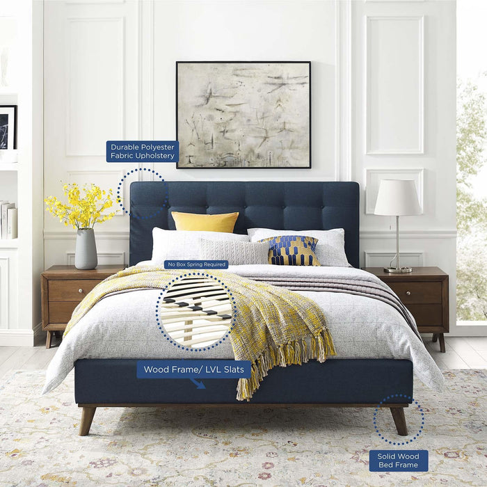 McKenzie Queen Biscuit Tufted Upholstered Fabric Platform Bed