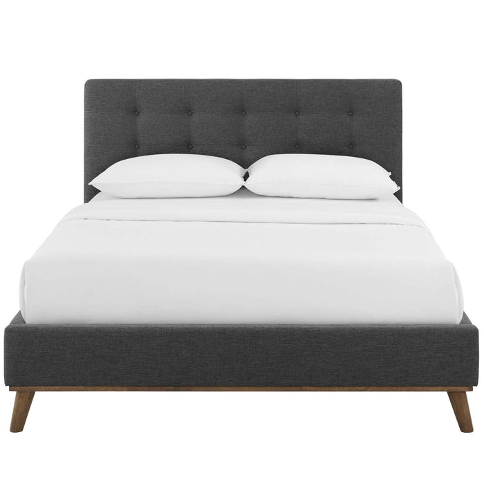 McKenzie Queen Biscuit Tufted Upholstered Fabric Platform Bed