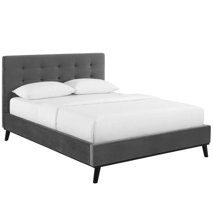 McKenzie Queen Biscuit Tufted Performance Velvet Platform Bed image