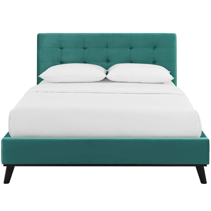 McKenzie Queen Biscuit Tufted Performance Velvet Platform Bed