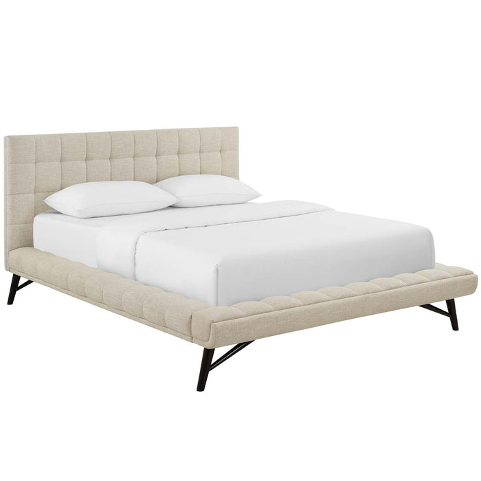 Julia Queen Biscuit Tufted Upholstered Fabric Platform Bed image