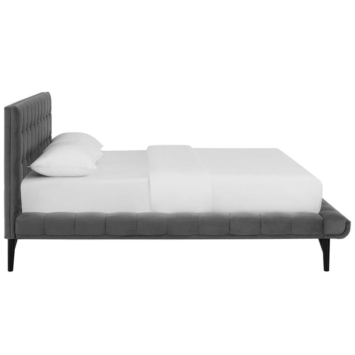 Julia Queen Biscuit Tufted Performance Velvet Platform Bed