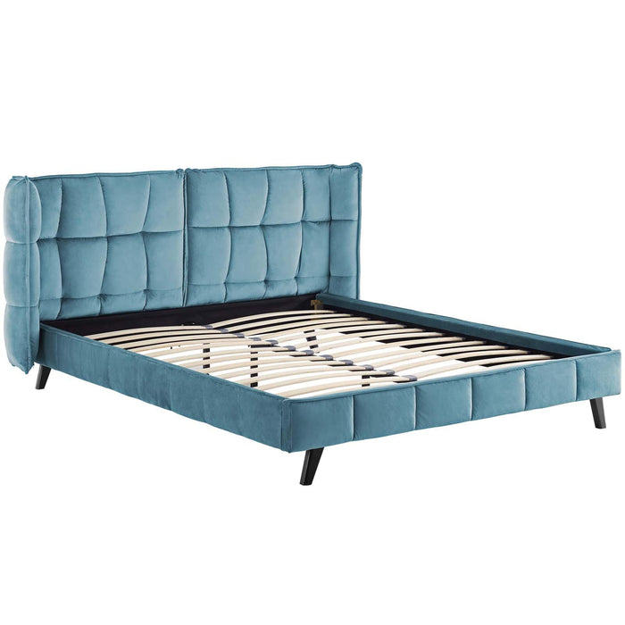 Makenna Queen Performance Velvet Platform Bed