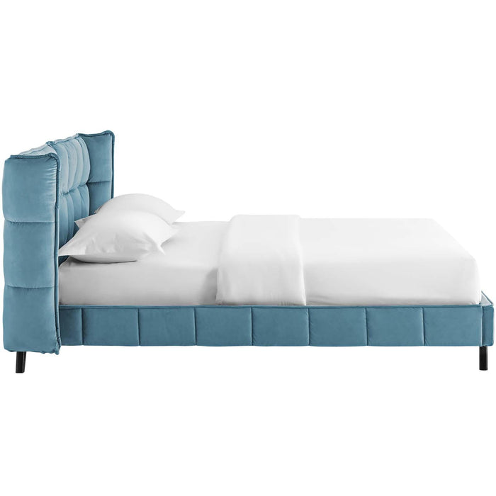 Makenna Queen Performance Velvet Platform Bed