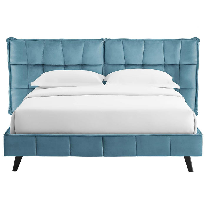 Makenna Queen Performance Velvet Platform Bed