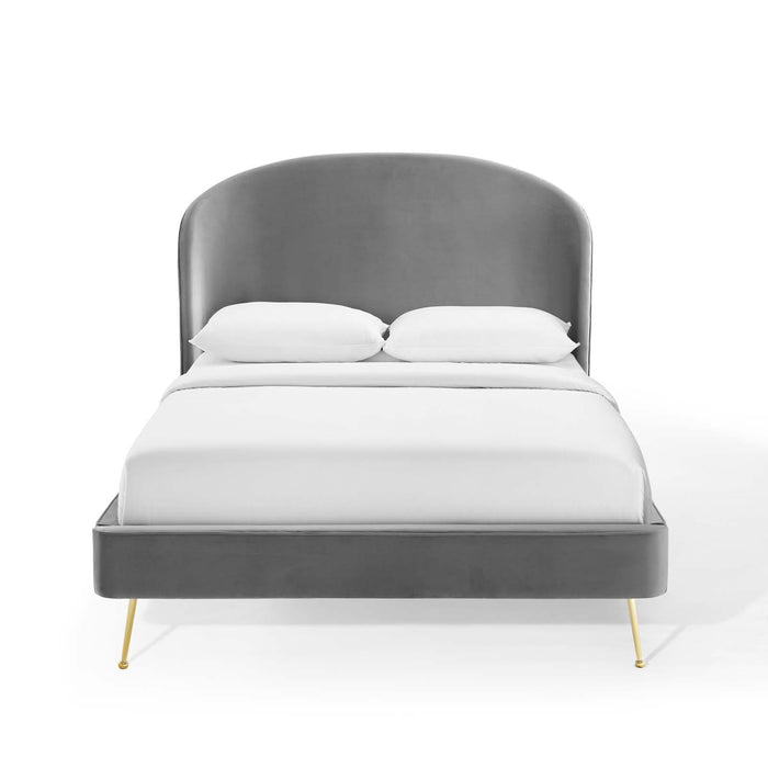 Mira Upholstered Performance Velvet Queen Platform Bed