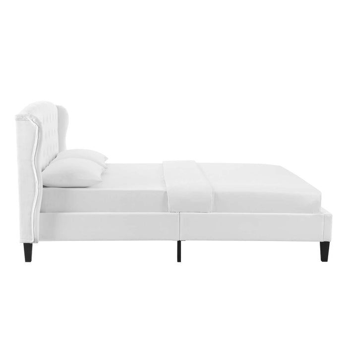 Penelope Tufted Wingback Queen Performance Velvet Platform Bed