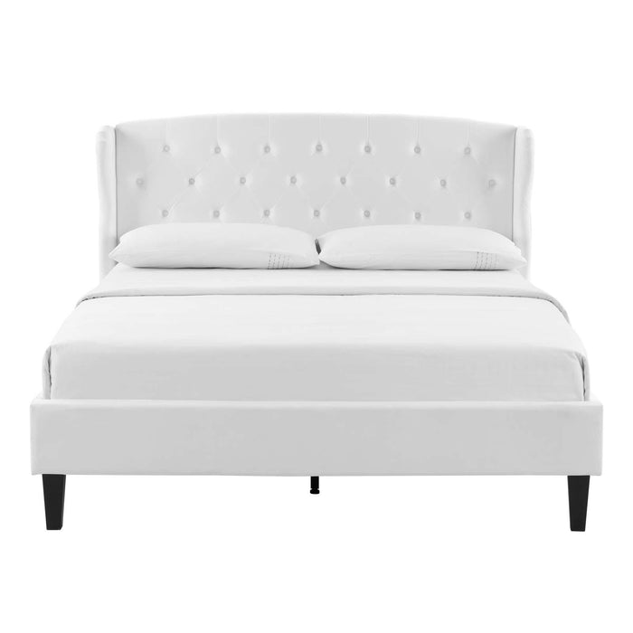 Penelope Tufted Wingback Queen Performance Velvet Platform Bed