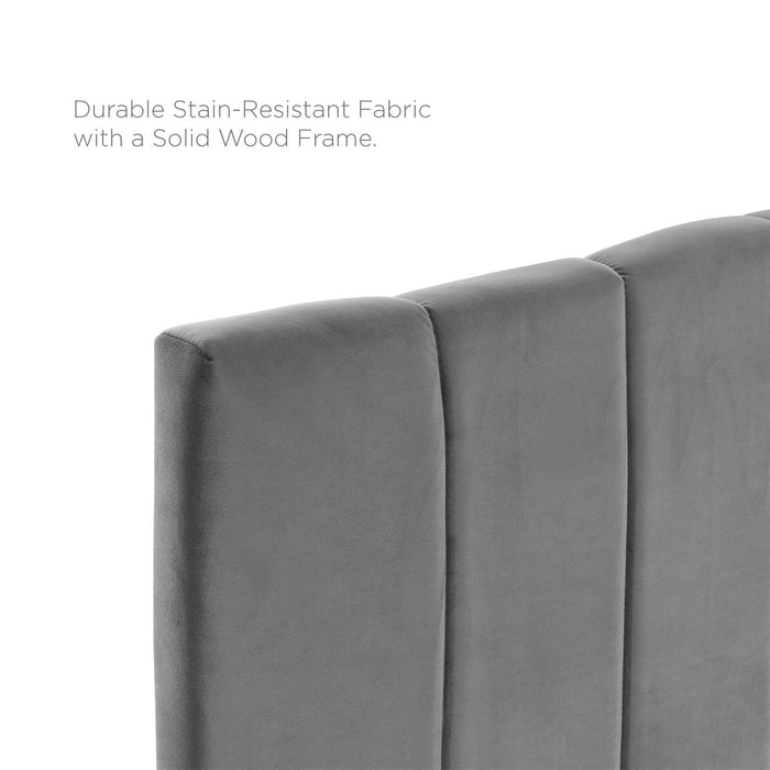 Camilla Channel Tufted Twin Performance Velvet Headboard