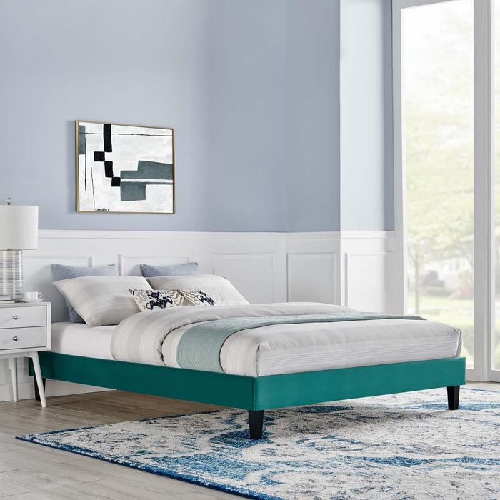 Reign King Performance Velvet Platform Bed Frame