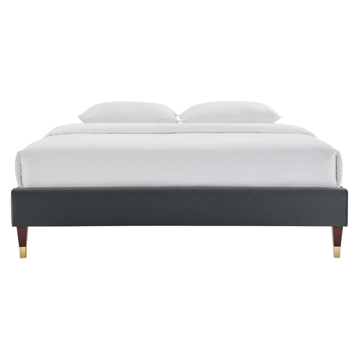 Harlow Queen Performance Velvet Platform Bed Frame