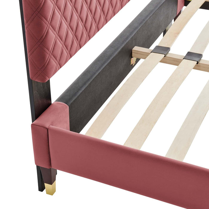 Harlow Twin Performance Velvet Platform Bed Frame