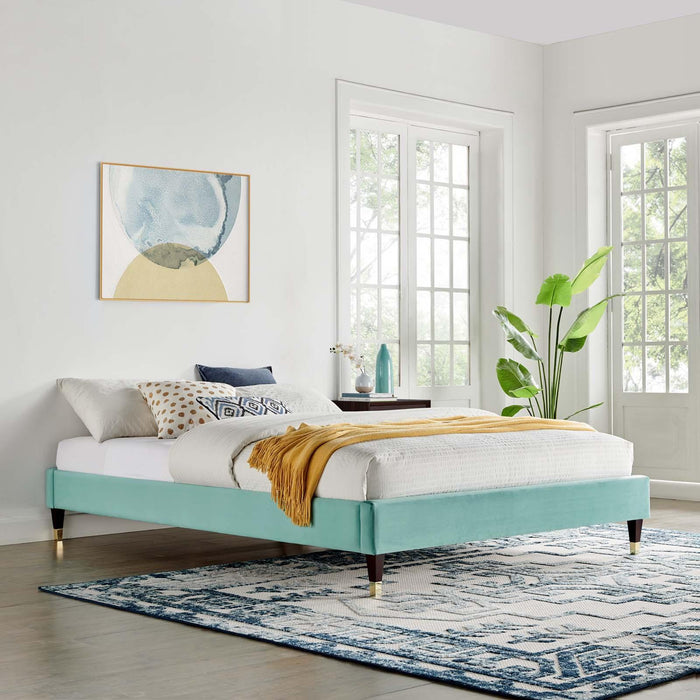 Harlow Twin Performance Velvet Platform Bed Frame