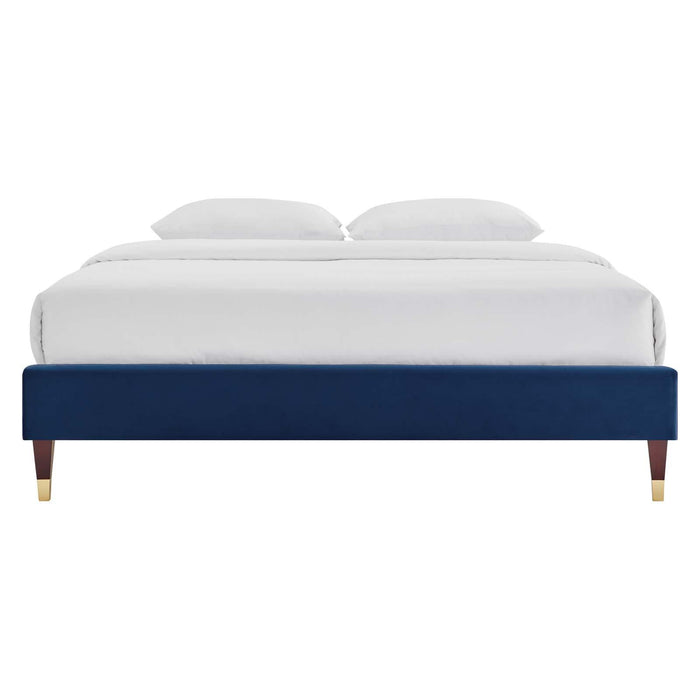 Harlow Twin Performance Velvet Platform Bed Frame