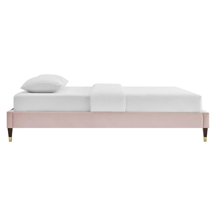 Harlow Queen Performance Velvet Platform Bed Frame