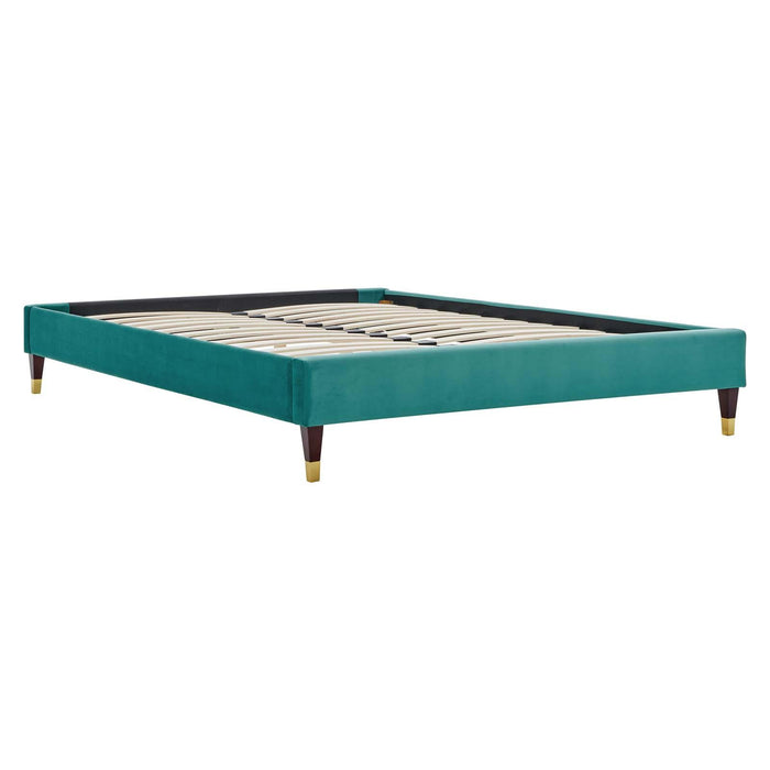 Harlow Queen Performance Velvet Platform Bed Frame