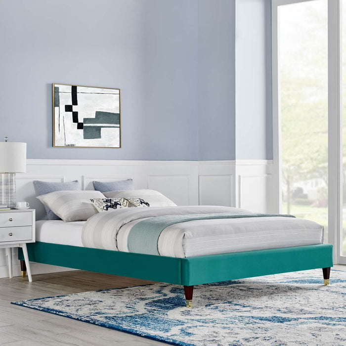 Harlow Full Performance Velvet Platform Bed Frame