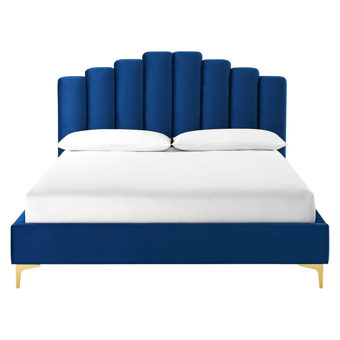 Olivia Queen Performance Velvet Platform Bed