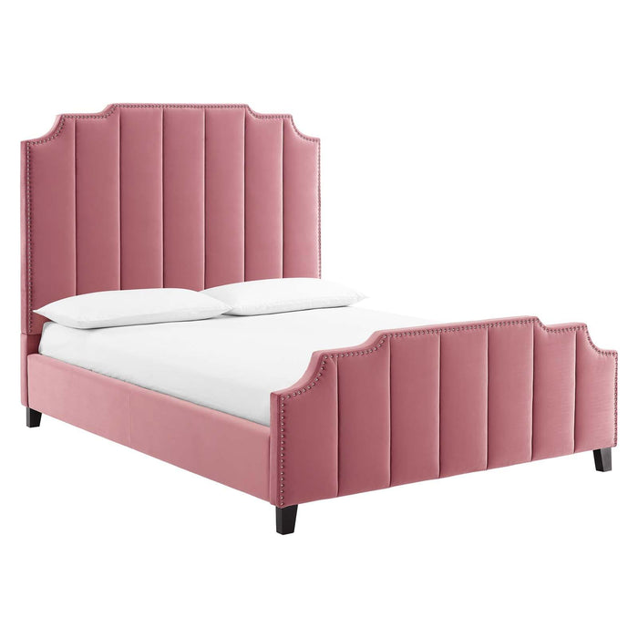 Lucille Queen Performance Velvet Platform Bed image