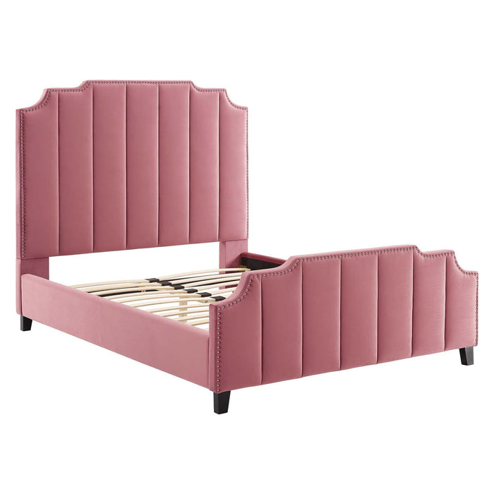 Lucille Queen Performance Velvet Platform Bed