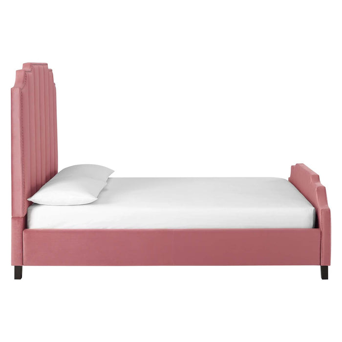 Lucille Queen Performance Velvet Platform Bed