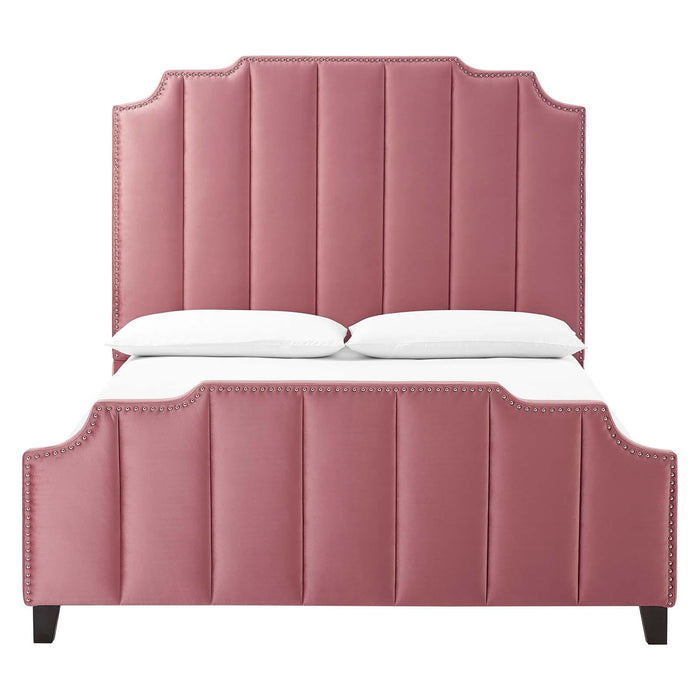 Lucille Queen Performance Velvet Platform Bed