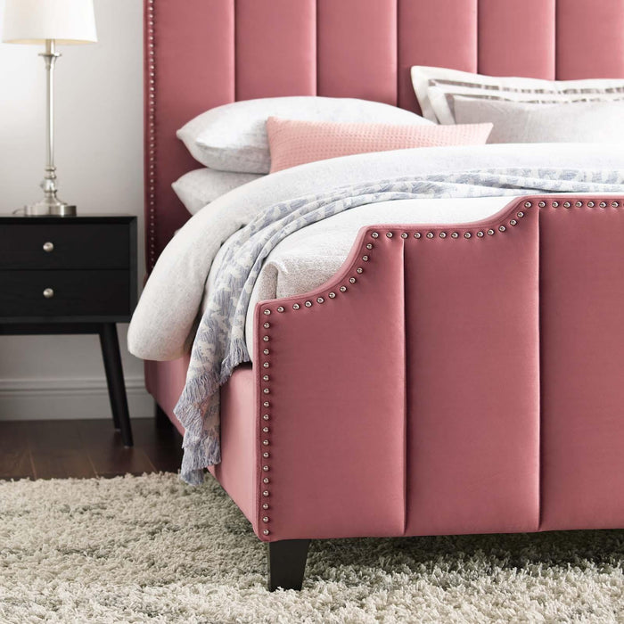 Lucille Queen Performance Velvet Platform Bed