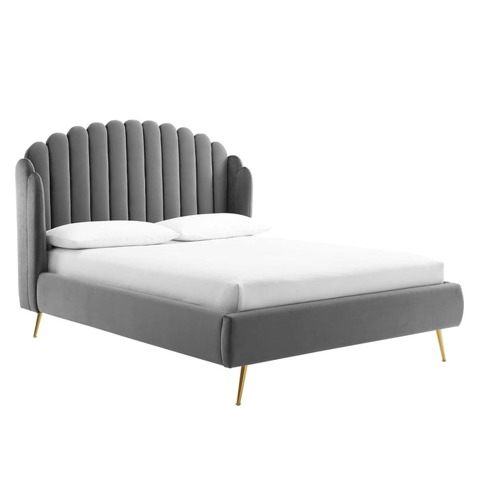 Lana Queen Performance Velvet Wingback Platform Bed