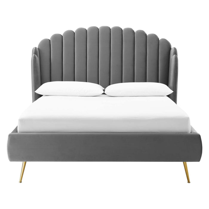 Lana Queen Performance Velvet Wingback Platform Bed