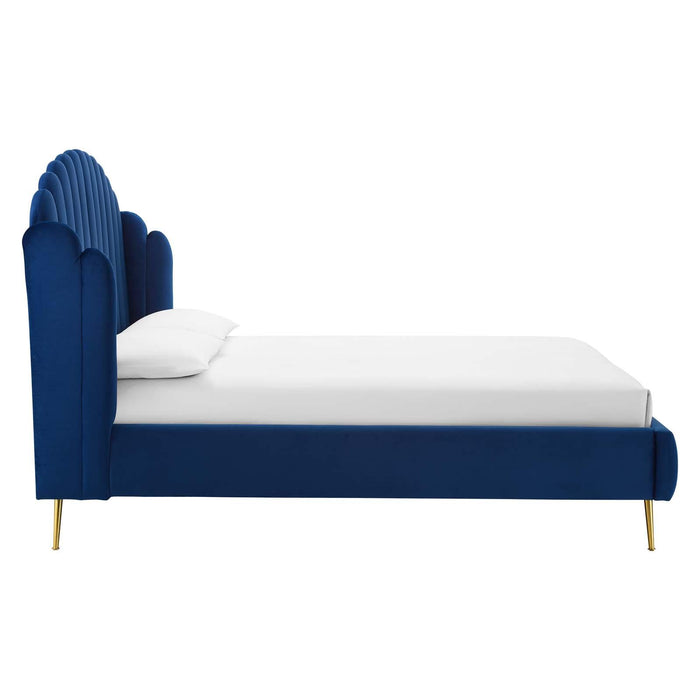 Lana Queen Performance Velvet Wingback Platform Bed